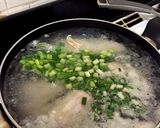 鶏肉の雑炊風ネギ生姜スープ作り方3写真