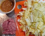 白菜とひき肉トロミ炒め☆作り方1写真