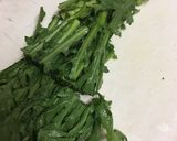 簡単、鍋の余りで春菊とベーコンの炒め物作り方1写真