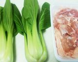 鶏モモ肉と青梗菜の炒め物(とろみ付け)作り方1写真