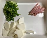 かぶとベーコンのレモンクリームパスタ作り方1写真