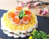 ひな祭りに　お花の「ちらし寿司ケーキ」作り方13写真