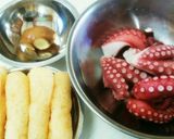 タコ、油揚げ、ショウガで炊いたタコ飯作り方1写真