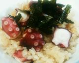 タコ、油揚げ、ショウガで炊いたタコ飯作り方8写真