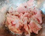 カリカリ豚肉とにんにくの芽の甘酢ソース作り方1写真