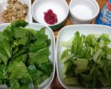 すぐできる小松菜の梅納豆炒め作り方1写真