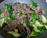つるむらさきと胡瓜、牛肉の炒め物作り方7写真