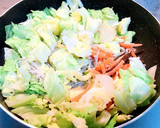 キャベツときのこ類の卵とじ丼作り方3写真