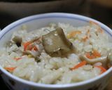 土鍋で炊く舞茸と人参の炊き込みご飯作り方5写真