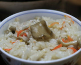 土鍋で炊く舞茸と人参の炊き込みご飯作り方5写真