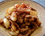 牛切り落とし肉とかぶの胡麻味噌炒め作り方6写真