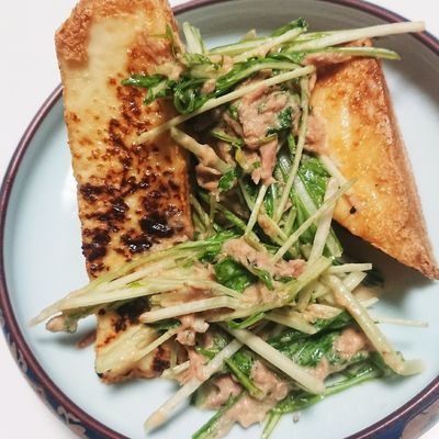 熱カリな厚揚げの水菜ツナマヨサラダ乗せ＊ by 狐ト白ノ曼珠沙華