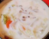 栄養満点♡簡単☆鮭と白菜の豆乳味噌スープ作り方5写真