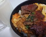 美味しく筋肉増量！玉子とじ牛ステーキ丼作り方9写真