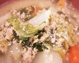 白菜と豚ひき肉のミルク味噌チーズ汁！作り方5写真