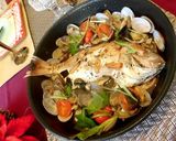 酒蒸し風！鯛とアサリのアクアパッツァ作り方5写真