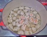 蓮根えのきたっぷり鶏団子のチーズミルク鍋作り方5写真