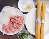 豚肉生姜焼きのパルメジャーノ スパゲティ作り方1写真