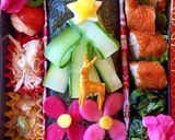 ツリーとお花トナカイ★海苔弁当作り方1写真