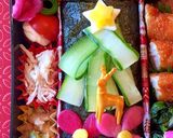 ツリーとお花トナカイ★海苔弁当作り方2写真