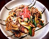 カキと九条ネギの焼きうどん作り方7写真