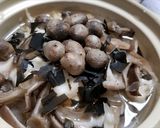 平茸、ムカゴ、打ち豆、玉子入り雑炊作り方5写真