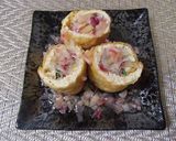 天栄赤ねぎの油揚げ巻き（ネギソースかけ）作り方9写真