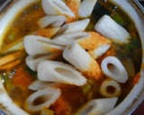 かぼちゃと蓮根とチンゲン菜 ちくわの煮物作り方5写真