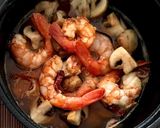 エビとキノコのアヒージョ(エビみそ入)作り方9写真