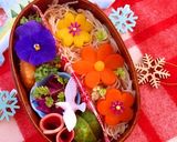 パンジーと鳩★ビーフン弁当 簡単 可愛い作り方1写真