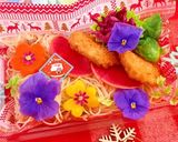 パンジーと鳩★ビーフン弁当 簡単 可愛い作り方4写真
