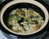 土鍋で炊く山菜とお揚げの炊き込みご飯作り方2写真