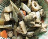 煮しめ&切餅の残り⇒餅おこわ炊き込みご飯作り方3写真
