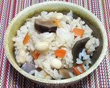 大豆と根菜の炊きおこわ作り方4写真