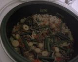 たっぷり山菜とひき肉の炊き込みごはん作り方6写真