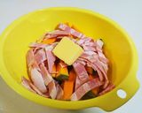 レンチン3分☆南瓜とベーコンのバター蒸し作り方1写真