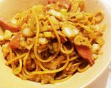 スパムとネギの和風パスタ作り方5写真
