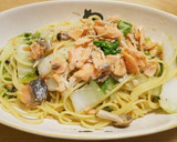 鮭と白菜ときのこのクリームパスタ作り方8写真