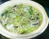 鶏、茸、野菜の玉子雑炊♪出汁醤油豆板醤味作り方6写真