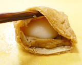 きつねうどんのお揚げと餅で♪レンジ餅巾着作り方3写真