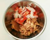 水菜の梅チキサラダ作り方1写真