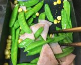 きぬさや、ハム、コーンのバター醤油炒め♡作り方7写真