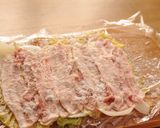 きび酢ドレ使用！豚ばら白菜レンジ蒸し作り方2写真