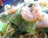 青梗菜と小海老のさっぱりクリームパスタ作り方4写真