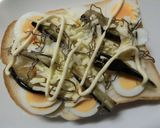 炒め茄子×茹で卵の塩昆布和トースト作り方6写真
