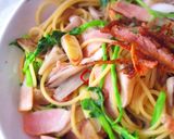 せりと舞茸ごぼうの和風パスタ作り方16写真