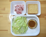 厚揚げ、豚とキャベツのオイマヨ炒め作り方1写真