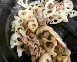れんこんと牛肉のきんぴら作り方7写真