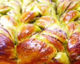 あん食パンHB生地粒あん抹茶三つ編みパン作り方35写真