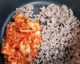 簡単ランチ！キムチと挽肉のクリームパスタ作り方3写真